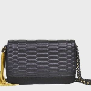Aimee Kestenberg Black Leather Crossbody Purse Bag